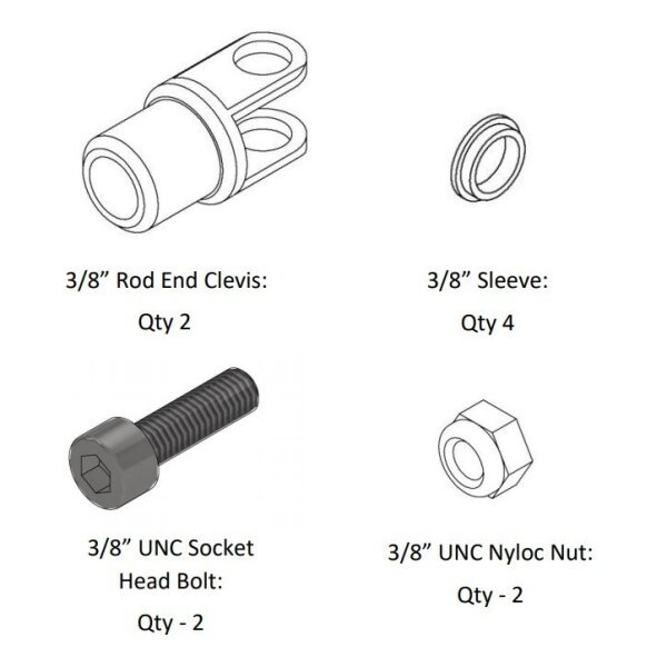 3/8" Toe Rod Adapter - (2 x Clevis)